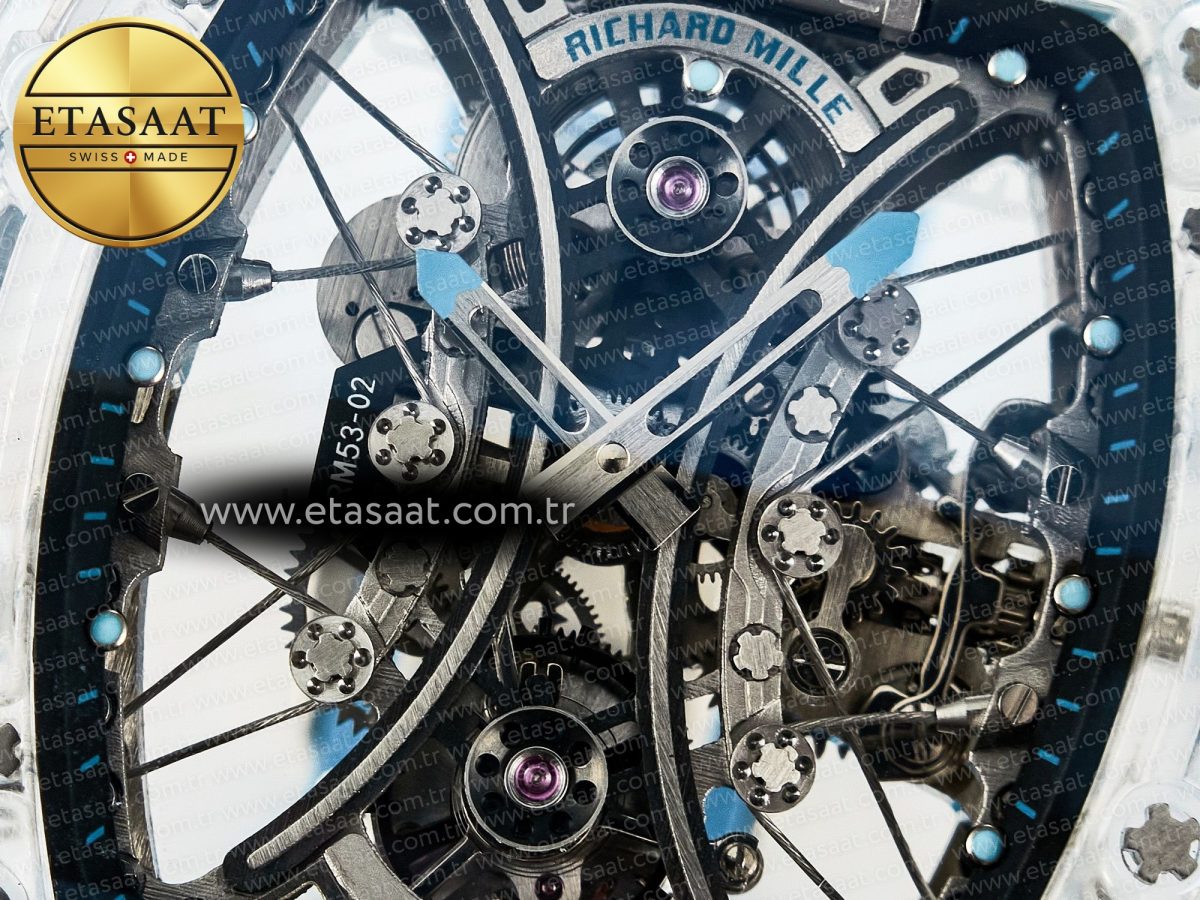 RM53-02 Transparent Tourbillon RMF Best Edition Skeleton Dial on Blue Rubber Strap - Görsel 11