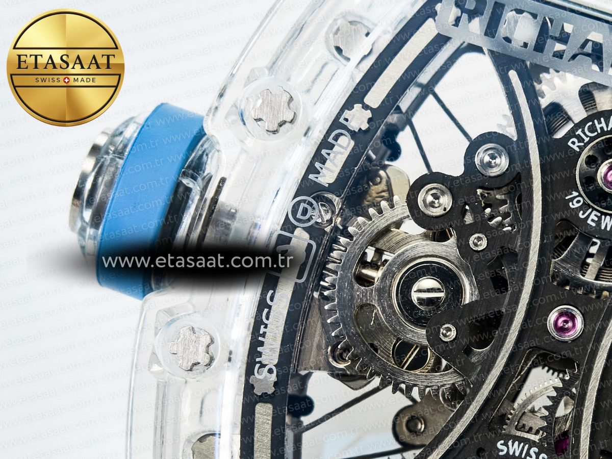 RM53-02 Transparent Tourbillon RMF Best Edition Skeleton Dial on Blue Rubber Strap - Görsel 18