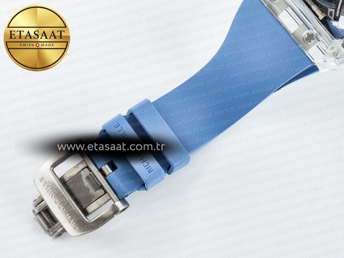 RM53-02 Transparent Tourbillon RMF Best Edition Skeleton Dial on Blue Rubber Strap - Görsel 21