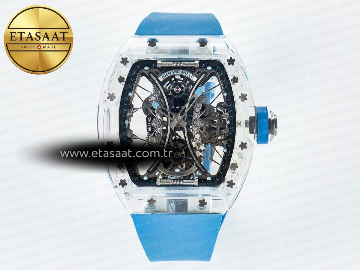 RM53-02 Transparent Tourbillon RMF Best Edition Skeleton Dial on Blue Rubber Strap - Görsel 3
