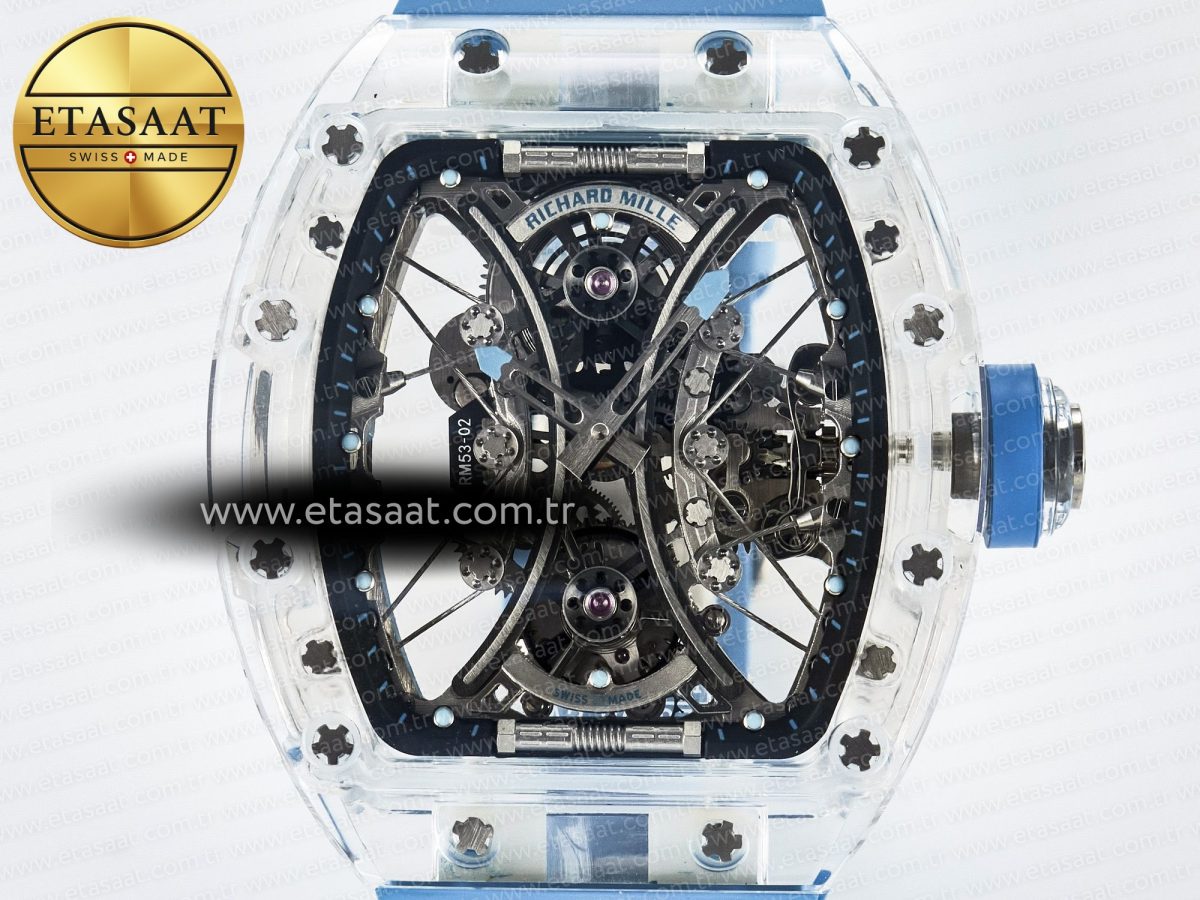 RM53-02 Transparent Tourbillon RMF Best Edition Skeleton Dial on Blue Rubber Strap - Görsel 4