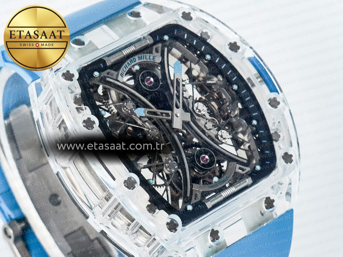 RM53-02 Transparent Tourbillon RMF Best Edition Skeleton Dial on Blue Rubber Strap - Görsel 5