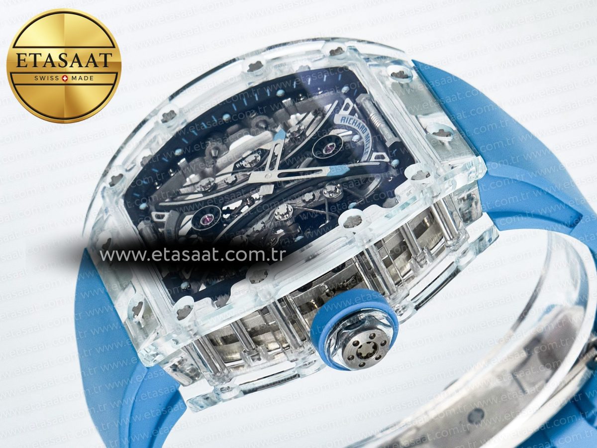 RM53-02 Transparent Tourbillon RMF Best Edition Skeleton Dial on Blue Rubber Strap - Görsel 6