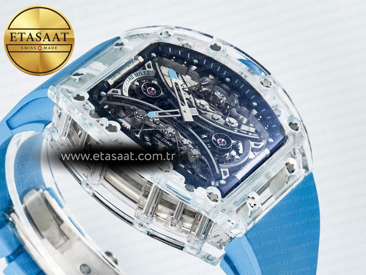 RM53-02 Transparent Tourbillon RMF Best Edition Skeleton Dial on Blue Rubber Strap - Görsel 7