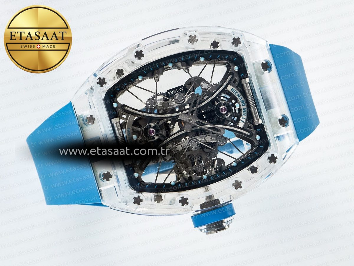 RM53-02 Transparent Tourbillon RMF Best Edition Skeleton Dial on Blue Rubber Strap - Görsel 8