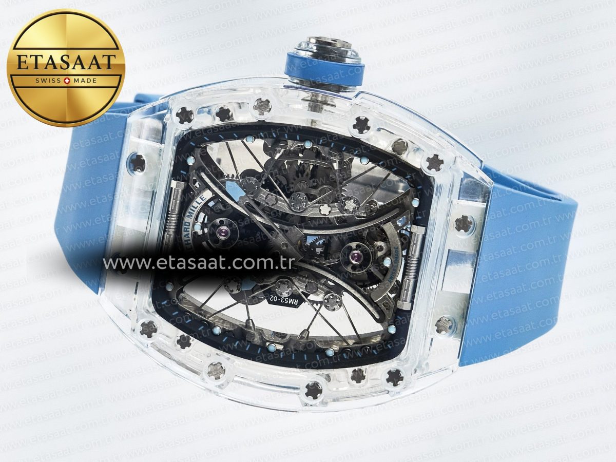 RM53-02 Transparent Tourbillon RMF Best Edition Skeleton Dial on Blue Rubber Strap - Görsel 9