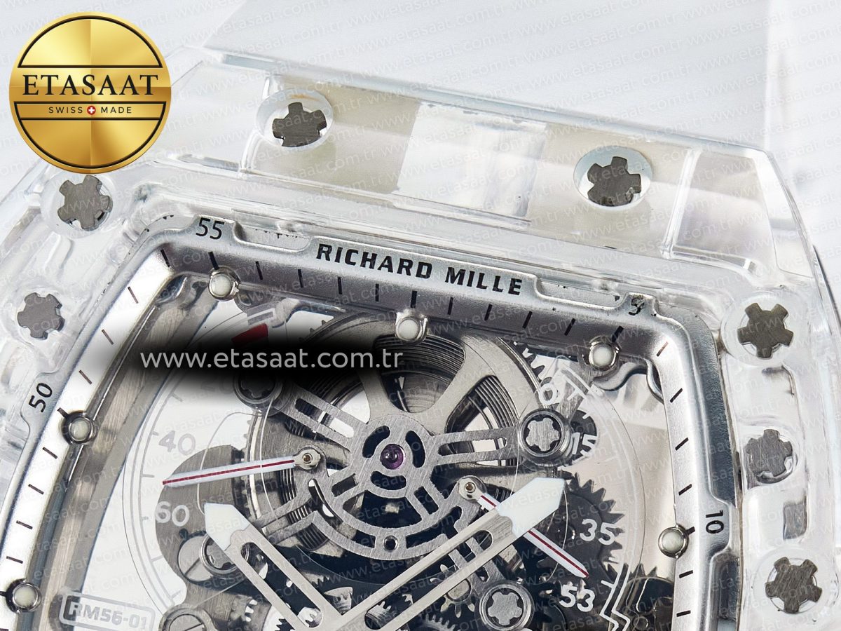 RM56-01 Transparent Tourbillon RMF Best Edition Skeleton Dial on White Rubber Strap - Görsel 10