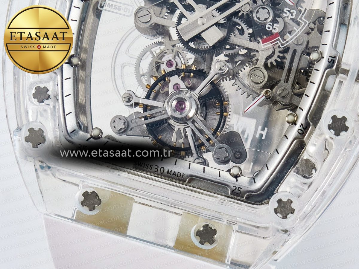 RM56-01 Transparent Tourbillon RMF Best Edition Skeleton Dial on White Rubber Strap - Görsel 11