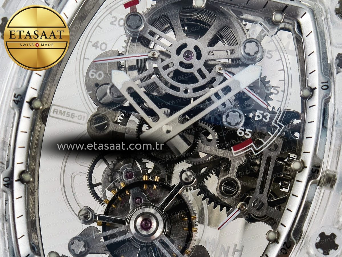 RM56-01 Transparent Tourbillon RMF Best Edition Skeleton Dial on White Rubber Strap - Görsel 12
