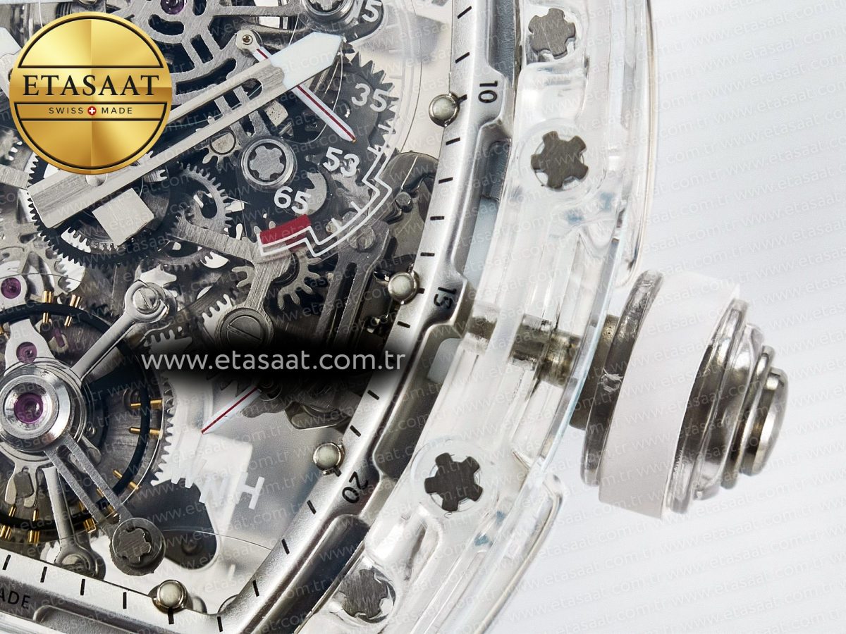 RM56-01 Transparent Tourbillon RMF Best Edition Skeleton Dial on White Rubber Strap - Görsel 13