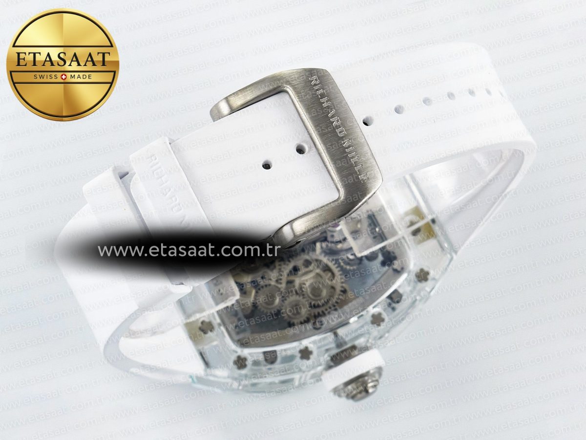 RM56-01 Transparent Tourbillon RMF Best Edition Skeleton Dial on White Rubber Strap - Görsel 16