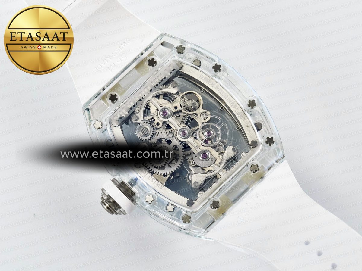 RM56-01 Transparent Tourbillon RMF Best Edition Skeleton Dial on White Rubber Strap - Görsel 17