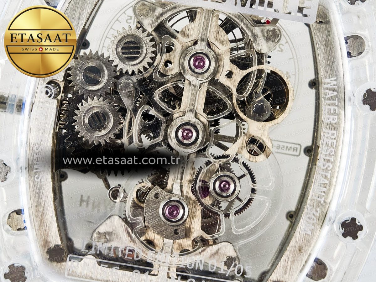 RM56-01 Transparent Tourbillon RMF Best Edition Skeleton Dial on White Rubber Strap - Görsel 18