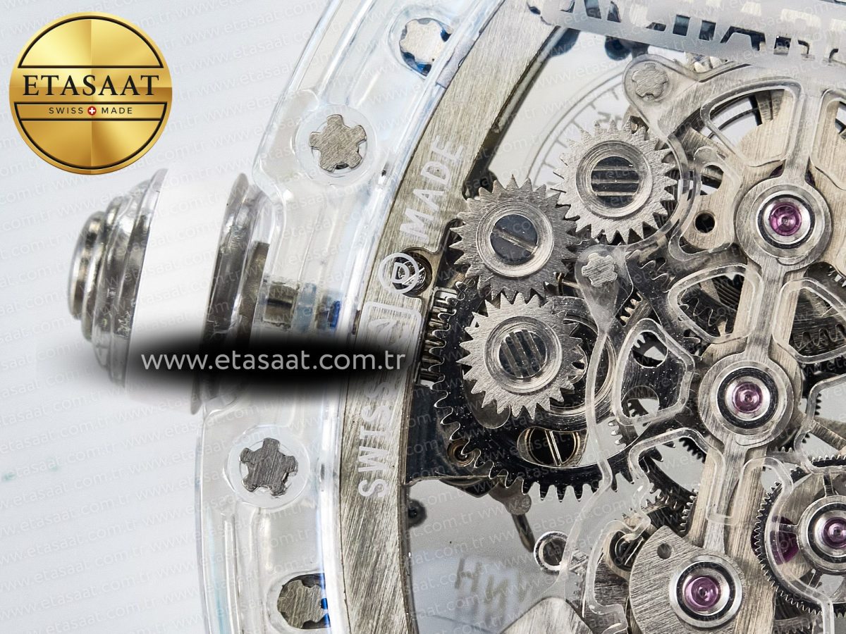 RM56-01 Transparent Tourbillon RMF Best Edition Skeleton Dial on White Rubber Strap - Görsel 19