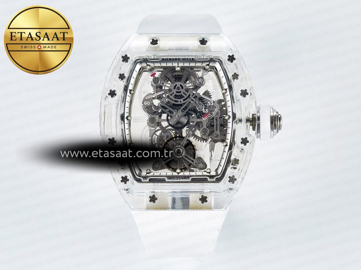 RM56-01 Transparent Tourbillon RMF Best Edition Skeleton Dial on White Rubber Strap - Görsel 3