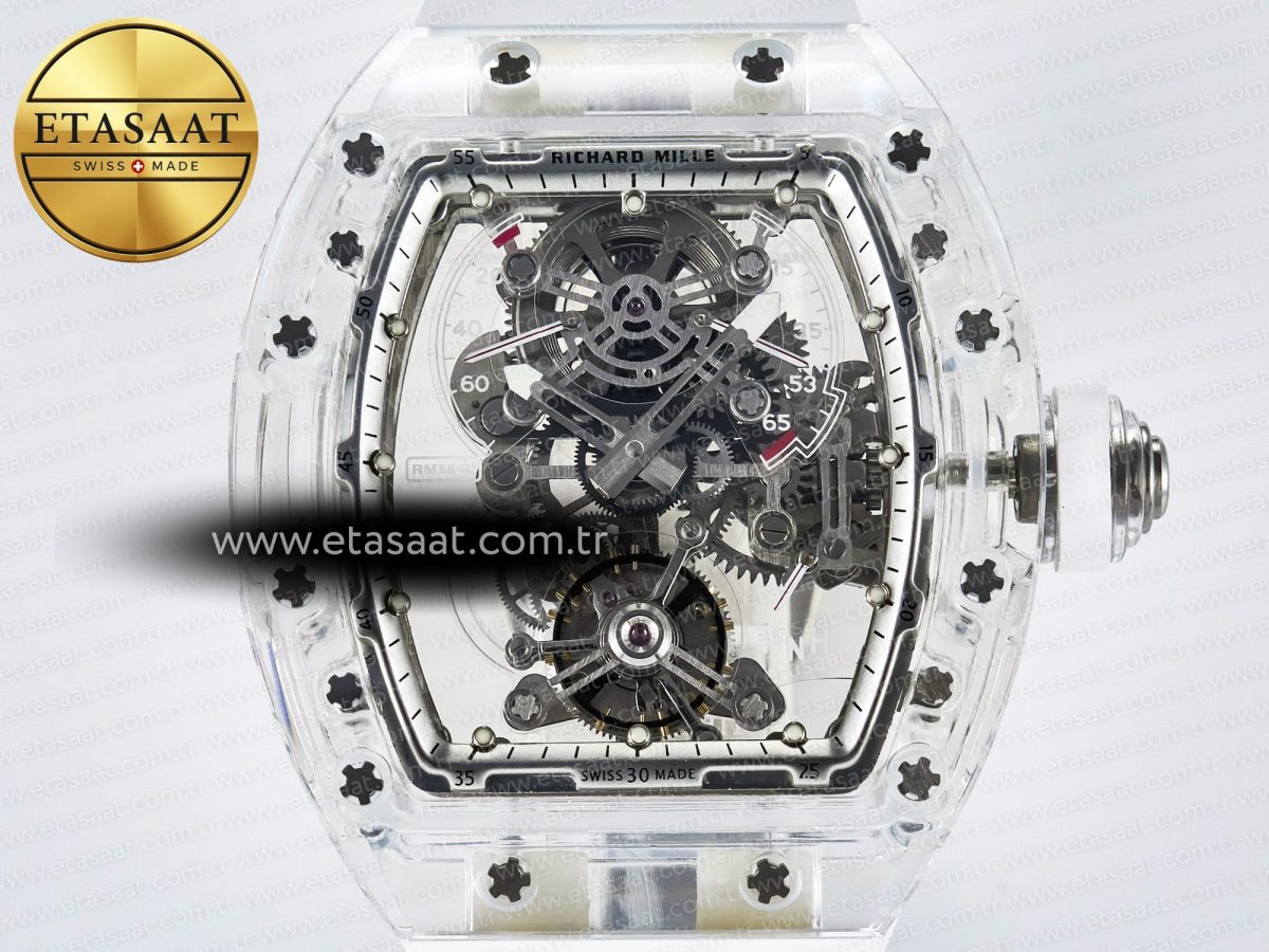 RM56-01 Transparent Tourbillon RMF Best Edition Skeleton Dial on White Rubber Strap - Görsel 4
