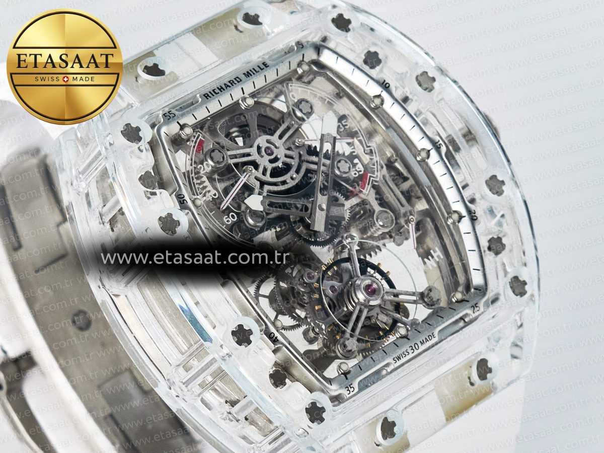 RM56-01 Transparent Tourbillon RMF Best Edition Skeleton Dial on White Rubber Strap - Görsel 5