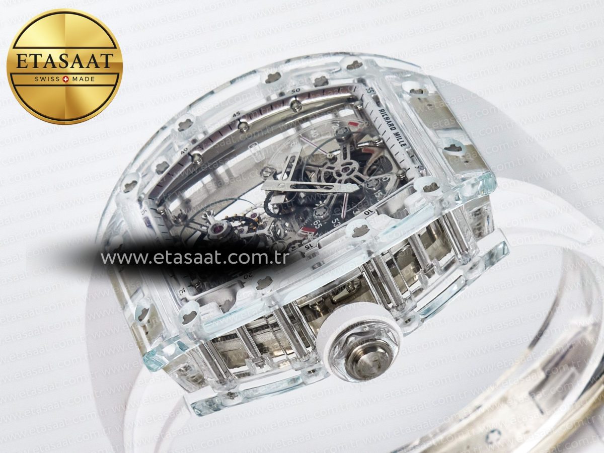 RM56-01 Transparent Tourbillon RMF Best Edition Skeleton Dial on White Rubber Strap - Görsel 6