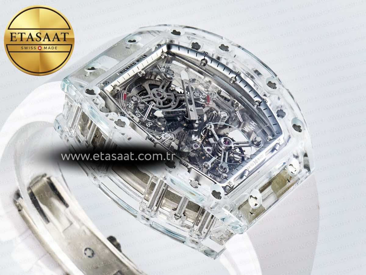 RM56-01 Transparent Tourbillon RMF Best Edition Skeleton Dial on White Rubber Strap - Görsel 7