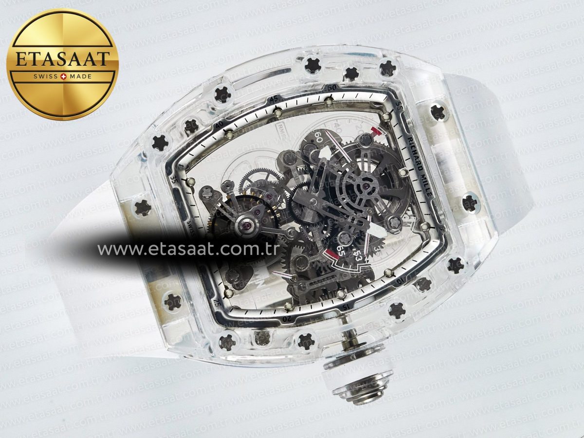 RM56-01 Transparent Tourbillon RMF Best Edition Skeleton Dial on White Rubber Strap - Görsel 8
