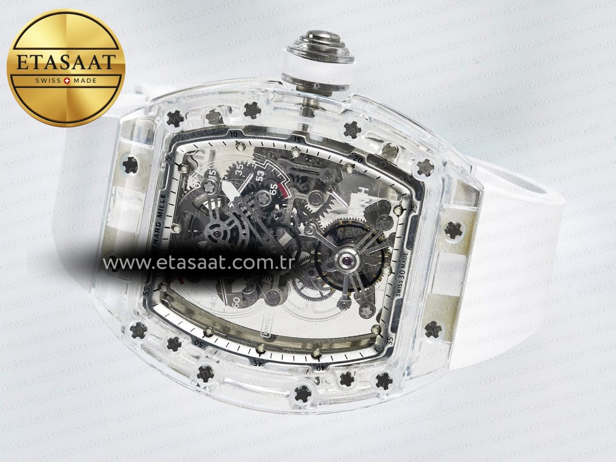 RM56-01 Transparent Tourbillon RMF Best Edition Skeleton Dial on White Rubber Strap - Görsel 9