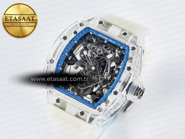 RM56-02 Transparent Tourbillon RMF Best Edition Skeleton Blue Dial on Transparent Rubber Strap