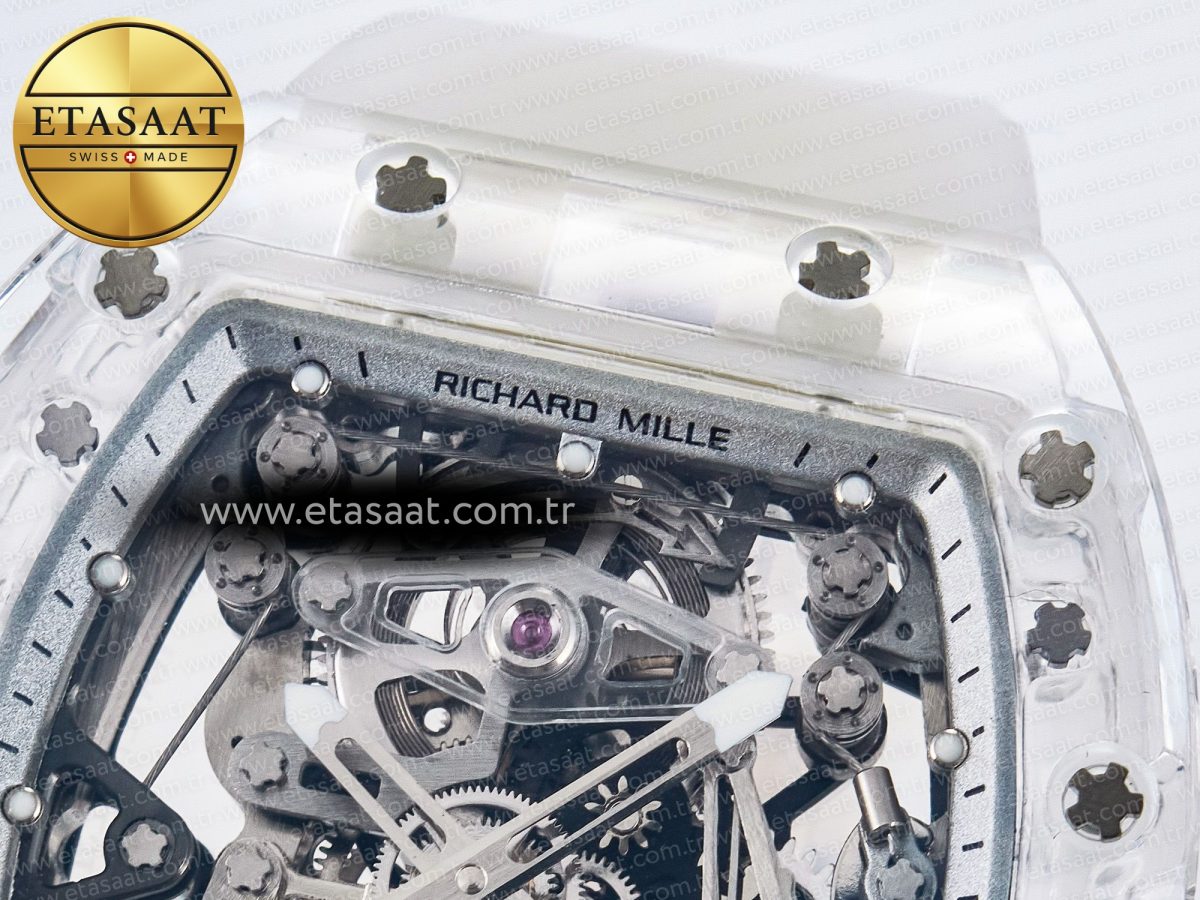 RM56-02 Transparent Tourbillon RMF Best Edition Skeleton White Dial on Transparent Rubber Strap - Görsel 10