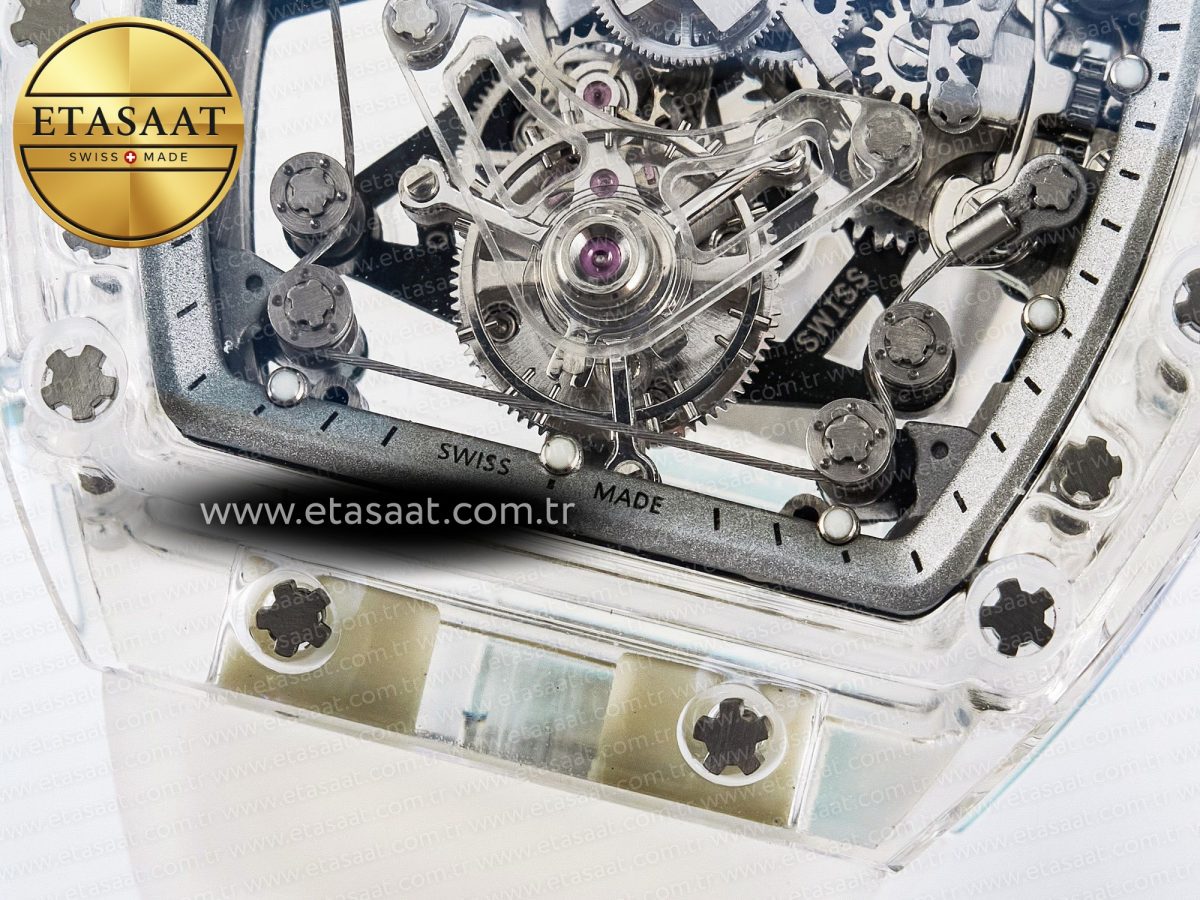 RM56-02 Transparent Tourbillon RMF Best Edition Skeleton White Dial on Transparent Rubber Strap - Görsel 12