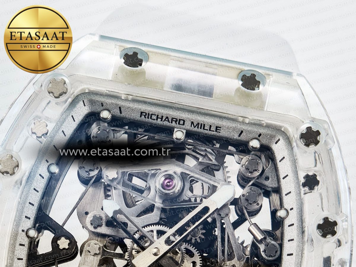 Mille RM56-02 Transparent Tourbillon White Rubber Strap - Görsel 10