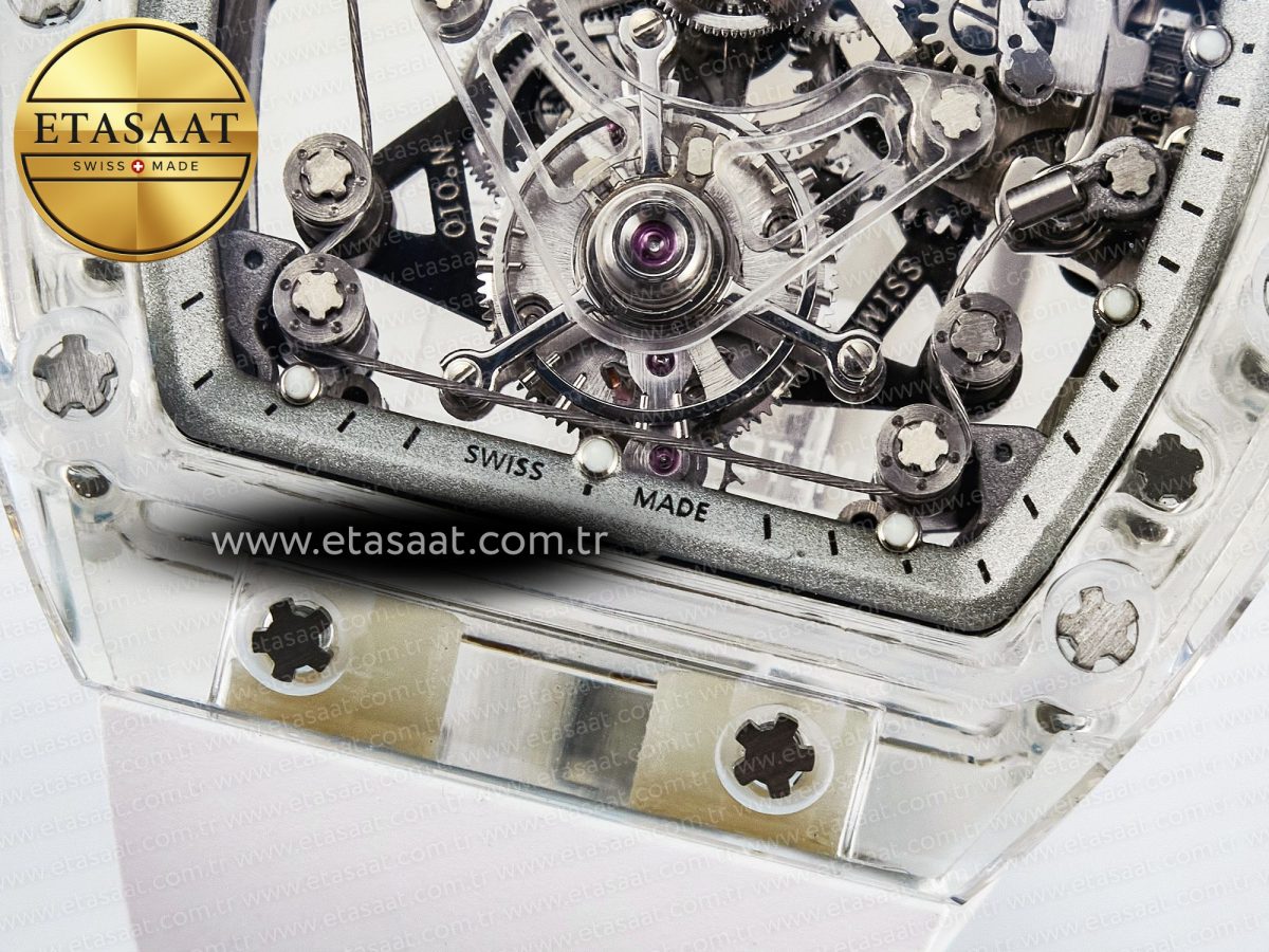 Mille RM56-02 Transparent Tourbillon White Rubber Strap - Görsel 12