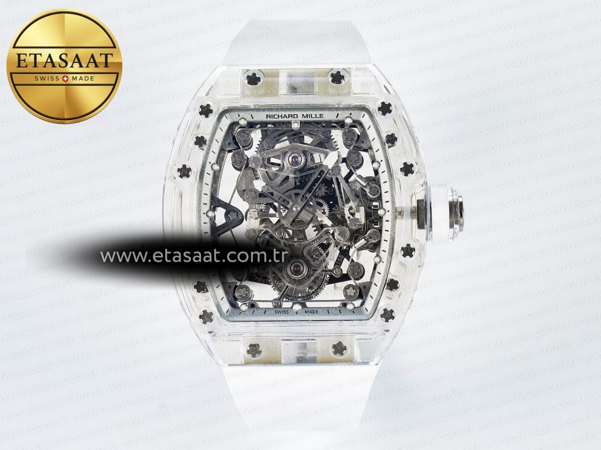 Mille RM56-02 Transparent Tourbillon White Rubber Strap - Görsel 3