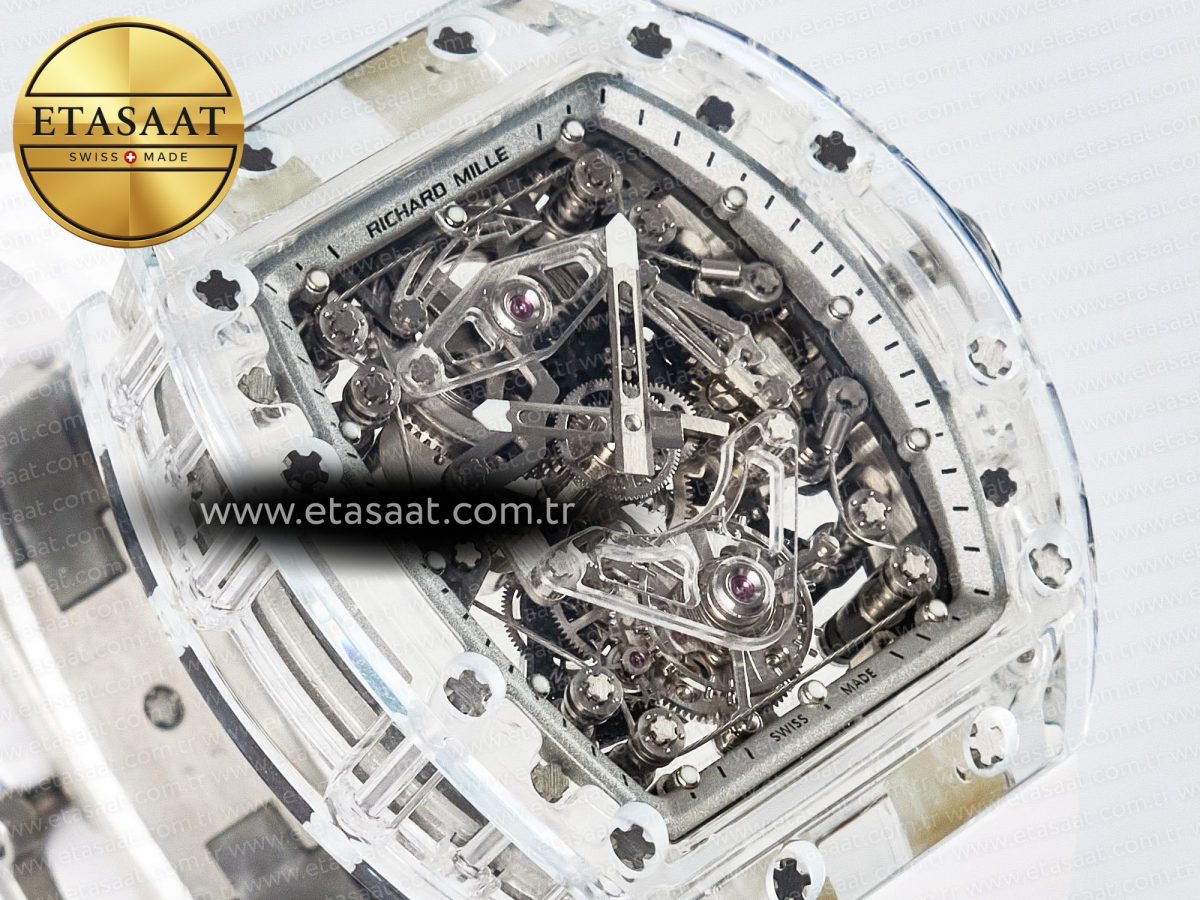 Mille RM56-02 Transparent Tourbillon White Rubber Strap - Görsel 5