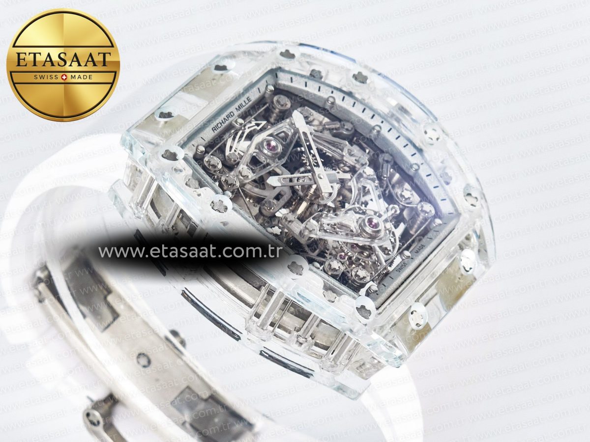 Mille RM56-02 Transparent Tourbillon White Rubber Strap - Görsel 7