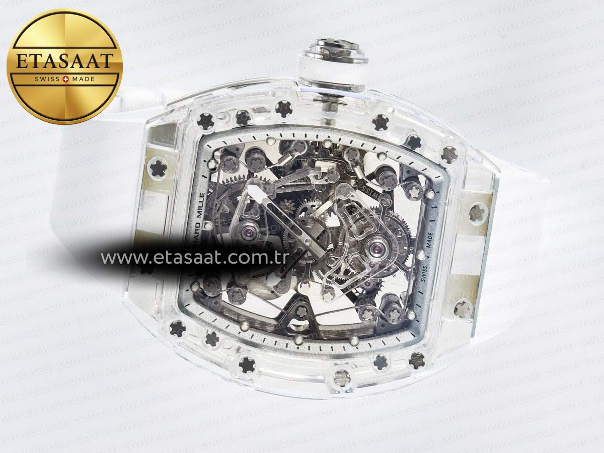 Mille RM56-02 Transparent Tourbillon White Rubber Strap - Görsel 9