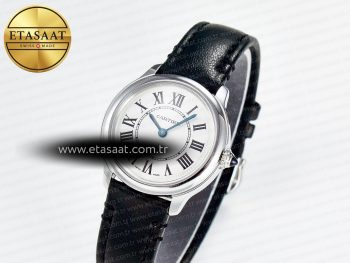 Ronde De Cartier 29mm DRF 1:1 Best Edition Sandblasted Silver-Plated White Dial on Black Leather Strap Ronda Quartz