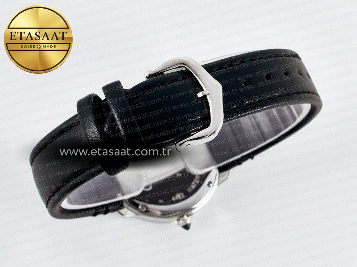 Ronde De Cartier 29mm DRF 1:1 Best Edition Sandblasted Silver-Plated White Dial on Black Leather Strap Ronda Quartz - Görsel 14