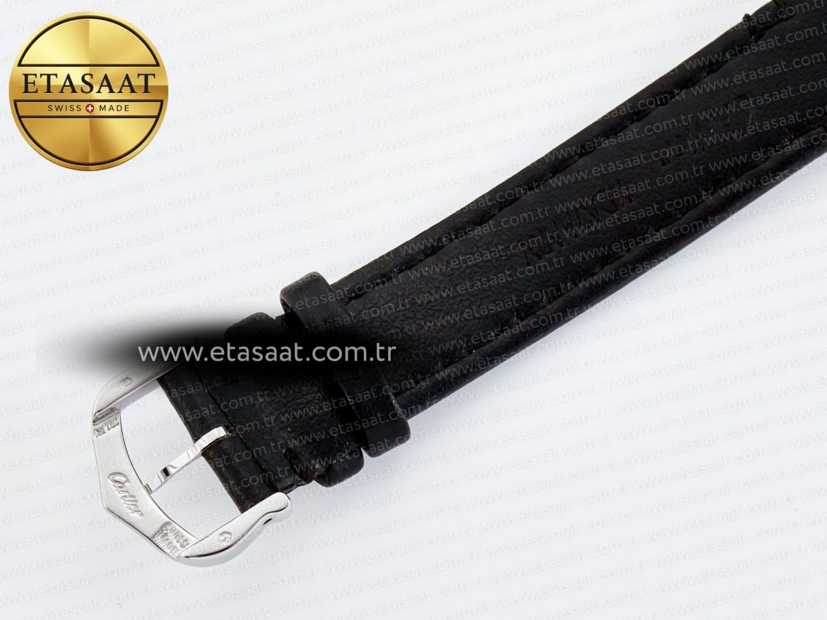 Ronde De Cartier 29mm DRF 1:1 Best Edition Sandblasted Silver-Plated White Dial on Black Leather Strap Ronda Quartz - Görsel 18