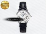 Ronde De Cartier 29mm DRF 1:1 Best Edition Sandblasted Silver-Plated White Dial on Black Leather Strap Ronda Quartz - Görsel 3