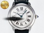 Ronde De Cartier 29mm DRF 1:1 Best Edition Sandblasted Silver-Plated White Dial on Black Leather Strap Ronda Quartz - Görsel 4