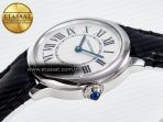 Ronde De Cartier 29mm DRF 1:1 Best Edition Sandblasted Silver-Plated White Dial on Black Leather Strap Ronda Quartz - Görsel 6