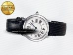 Ronde De Cartier 29mm DRF 1:1 Best Edition Sandblasted Silver-Plated White Dial on Black Leather Strap Ronda Quartz - Görsel 9