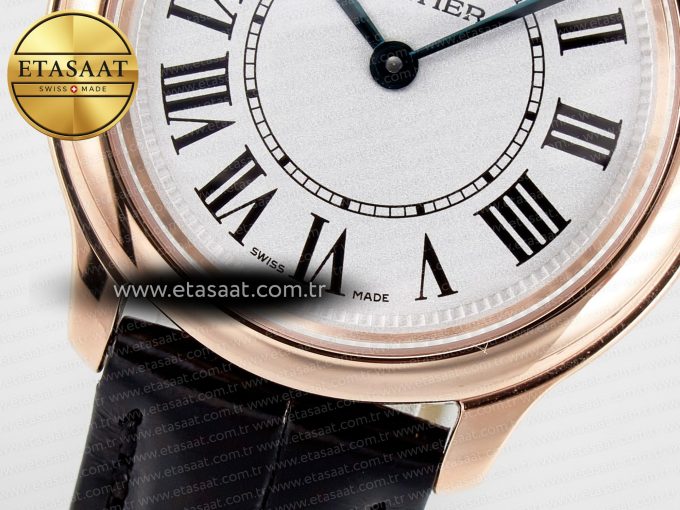 Ronde De Cartier 29mm RG DRF 1:1 Best Edition Sandblasted Silver-Plated White Dial on Black Leather Strap Ronda Quartz - Görsel 11