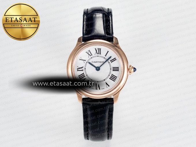 Ronde De Cartier 29mm RG DRF 1:1 Best Edition Sandblasted Silver-Plated White Dial on Black Leather Strap Ronda Quartz - Görsel 3