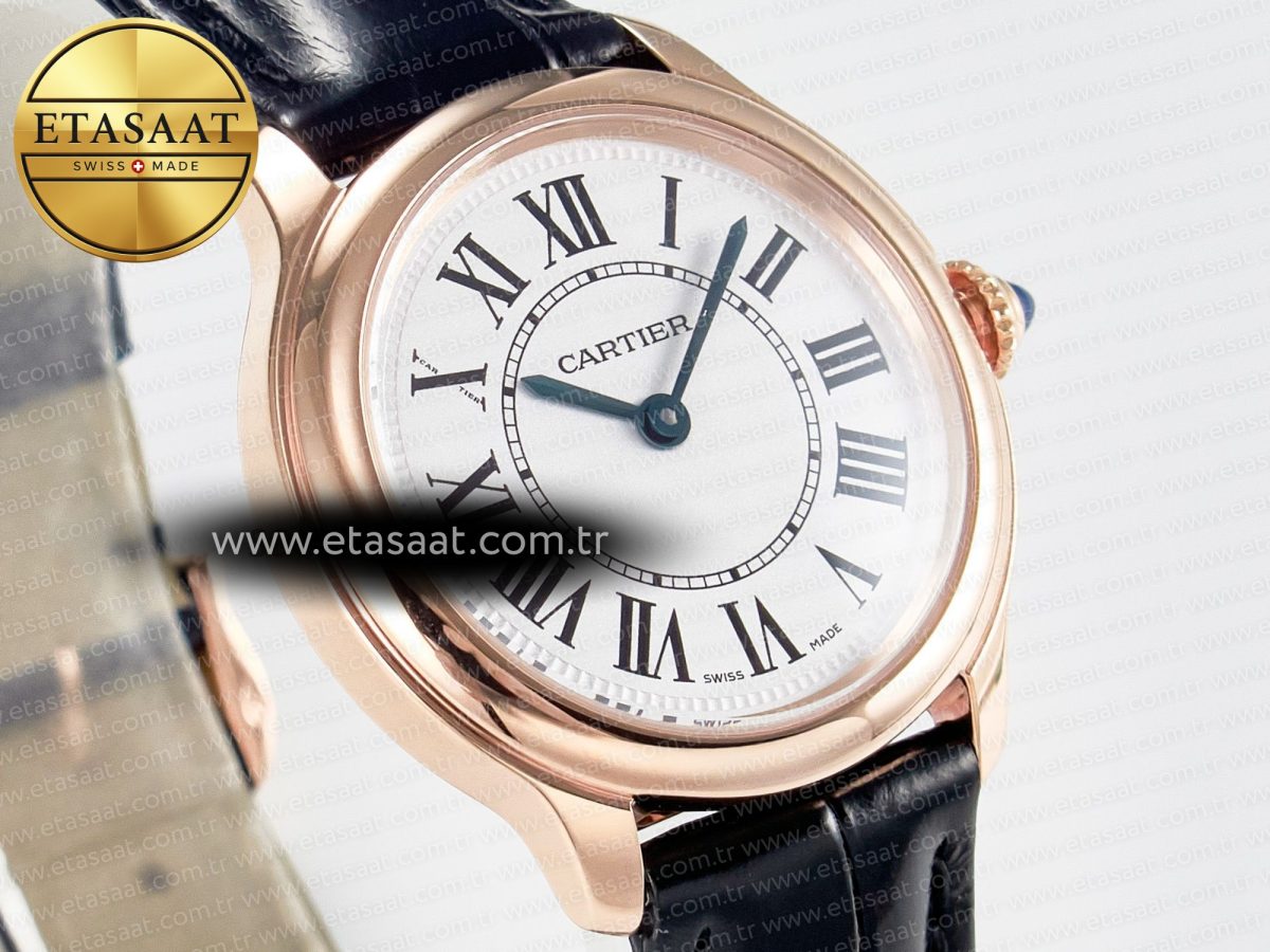 Ronde De Cartier 29mm RG DRF 1:1 Best Edition Sandblasted Silver-Plated White Dial on Black Leather Strap Ronda Quartz - Görsel 5