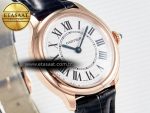Ronde De Cartier 29mm RG DRF 1:1 Best Edition Sandblasted Silver-Plated White Dial on Black Leather Strap Ronda Quartz - Görsel 5