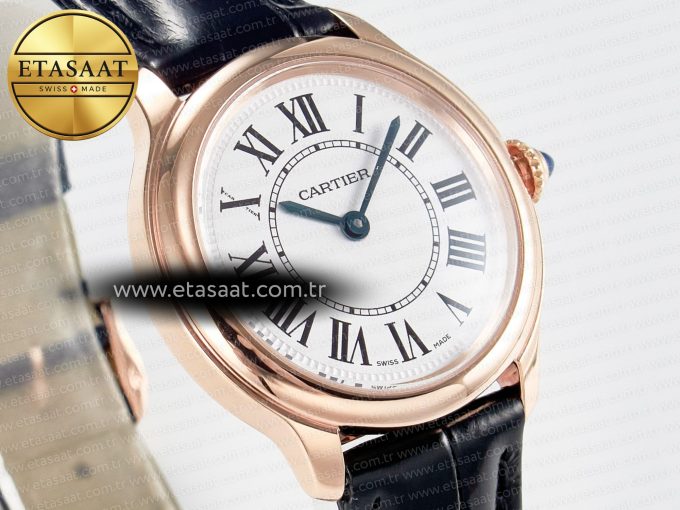 Ronde De Cartier 29mm RG DRF 1:1 Best Edition Sandblasted Silver-Plated White Dial on Black Leather Strap Ronda Quartz - Görsel 5