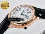 Ronde De Cartier 29mm RG DRF 1:1 Best Edition Sandblasted Silver-Plated White Dial on Black Leather Strap Ronda Quartz - Görsel 6