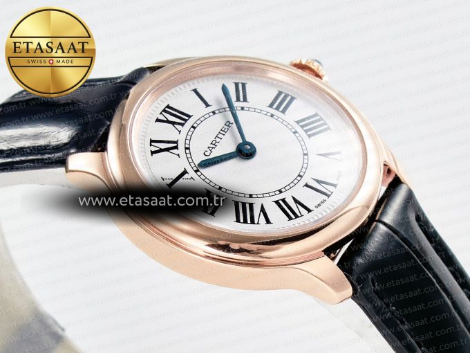 Ronde De Cartier 29mm RG DRF 1:1 Best Edition Sandblasted Silver-Plated White Dial on Black Leather Strap Ronda Quartz - Görsel 7
