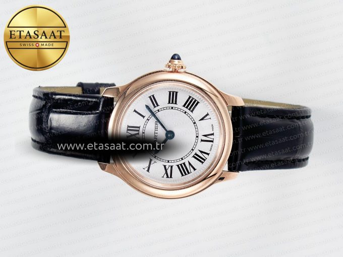 Ronde De Cartier 29mm RG DRF 1:1 Best Edition Sandblasted Silver-Plated White Dial on Black Leather Strap Ronda Quartz - Görsel 9