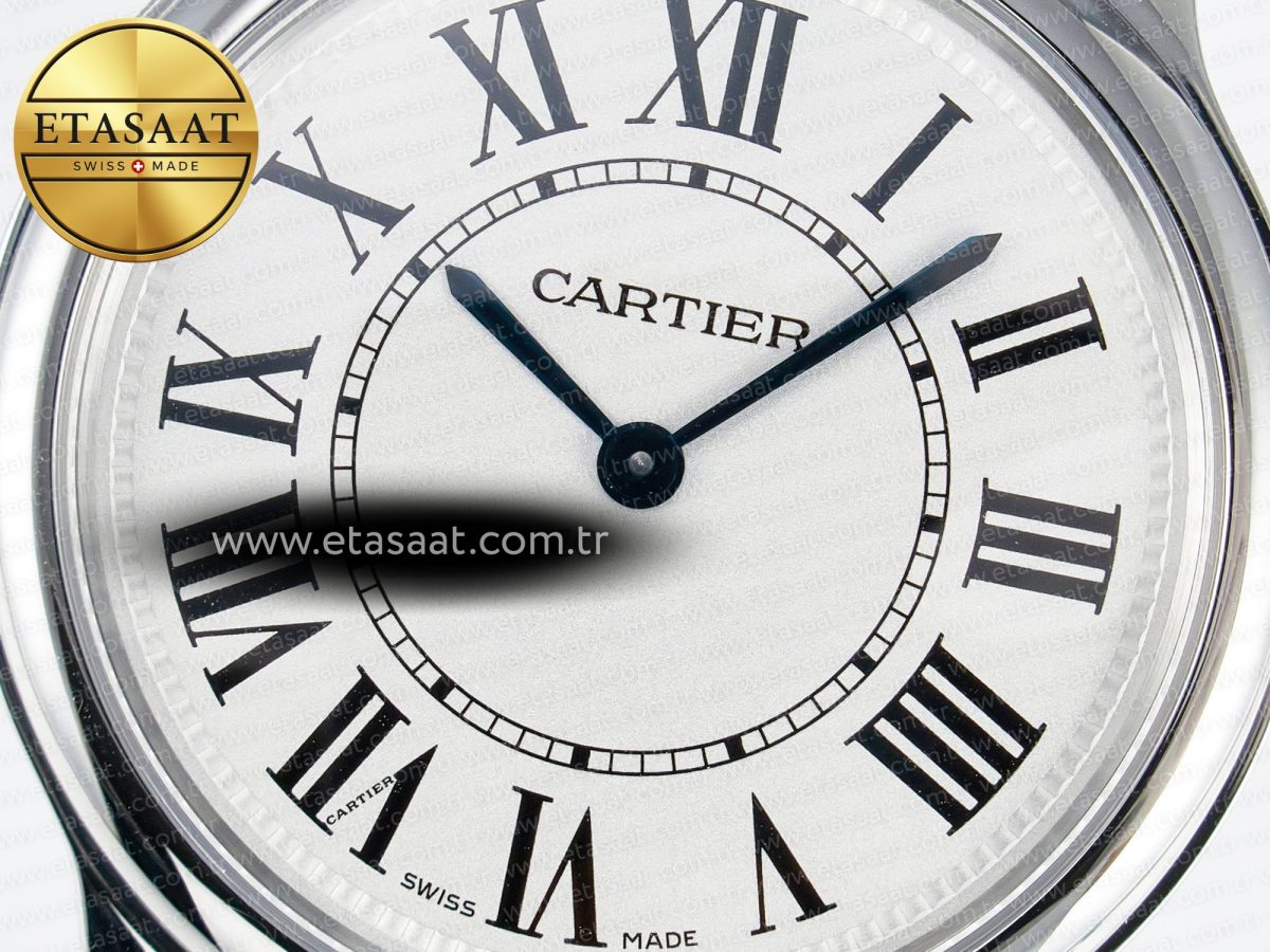 Ronde De Cartier 36mm DRF 1:1 Best Edition Sandblasted Silver-Plated White Dial on Black Leather Strap Ronda Quartz - Görsel 10